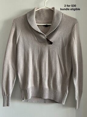 Tommy Hilfiger Oatmeal Shawl Collar Pullover Knit Sweater